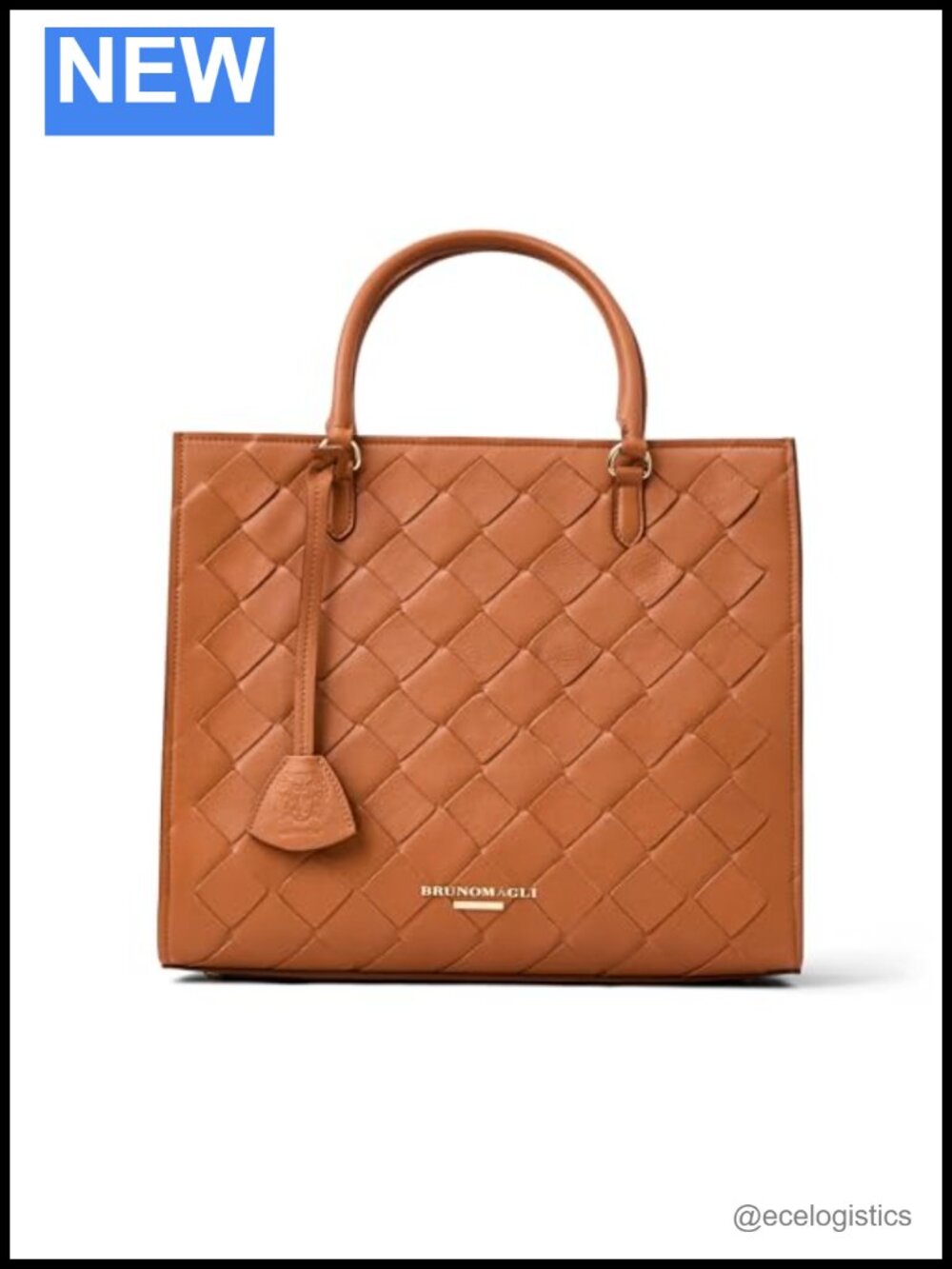 Leather Tote Bag with Magnetic Closure, Crossbody Strap, Made in Italy